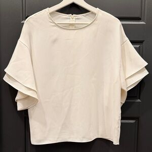 H&M Women's Ivory Ruffle Sleeve Blouse size S